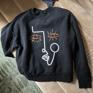 Zara black art inspired face sweatshirt size M